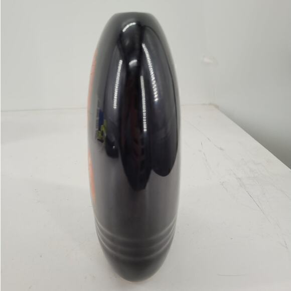 Vintage 80s Toyo Japan Black Orange Bird of Paradise Bubble Vase 2-2 - Picture 3 of 8